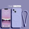 thumbnail image 1 of For Magsafe Magnetic Wireless Charge Case For iPhone 15 14 13 12 11 Pro Max Mini XR XS X Plus Soft Liquid Silicone Strap Cover Lavender For iphone 11Pro, 1 of 6