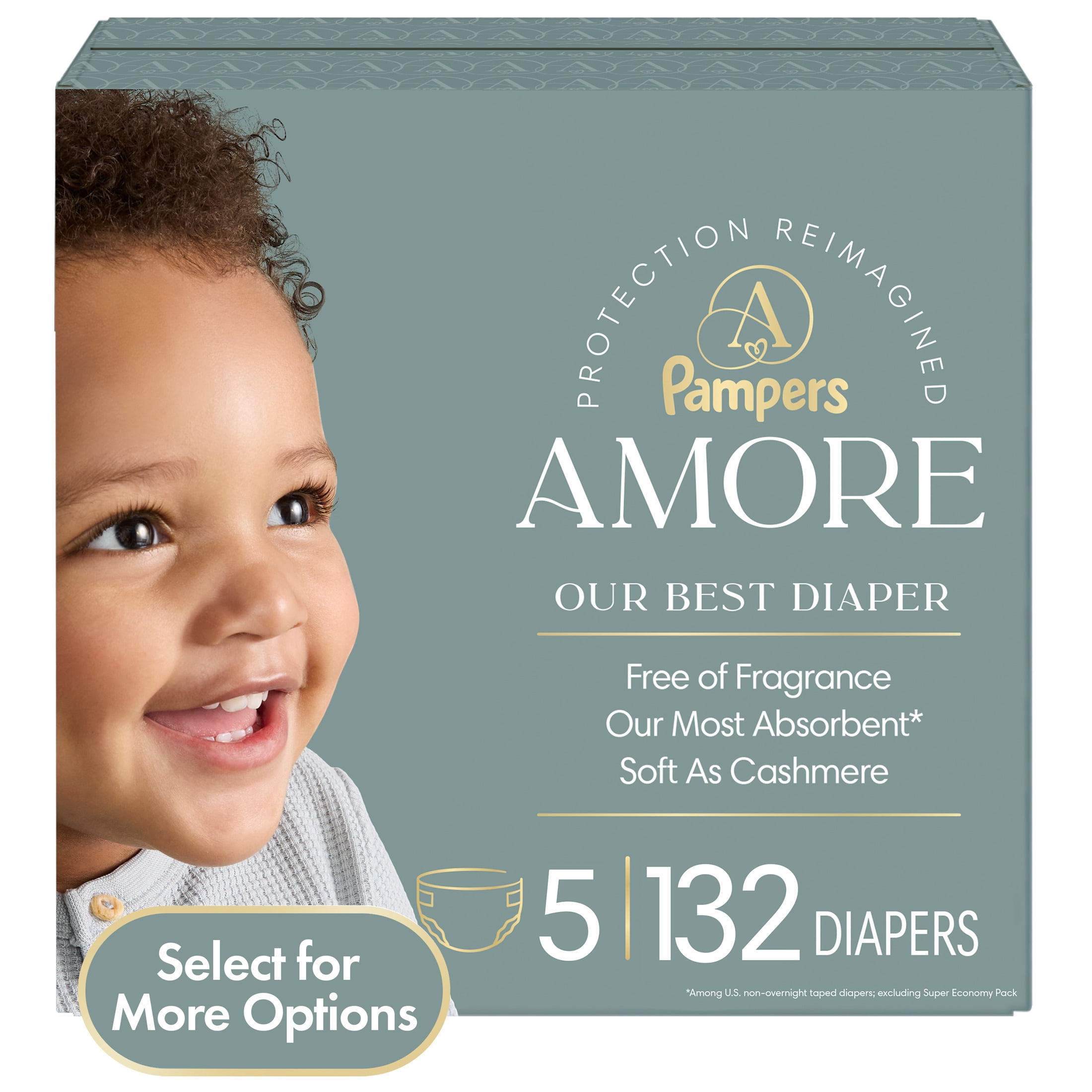 Pampers Amore Baby Diapers Size 5, 132 Count (Select for More Options)