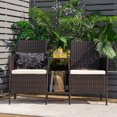 thumbnail image 5 of Amijoy Wicker Outdoor Loveseat Set, PE Rattan Patio Conversation Set w/ 2 Removable Cushions & Tempered Glass Coffee Table, 5 of 7