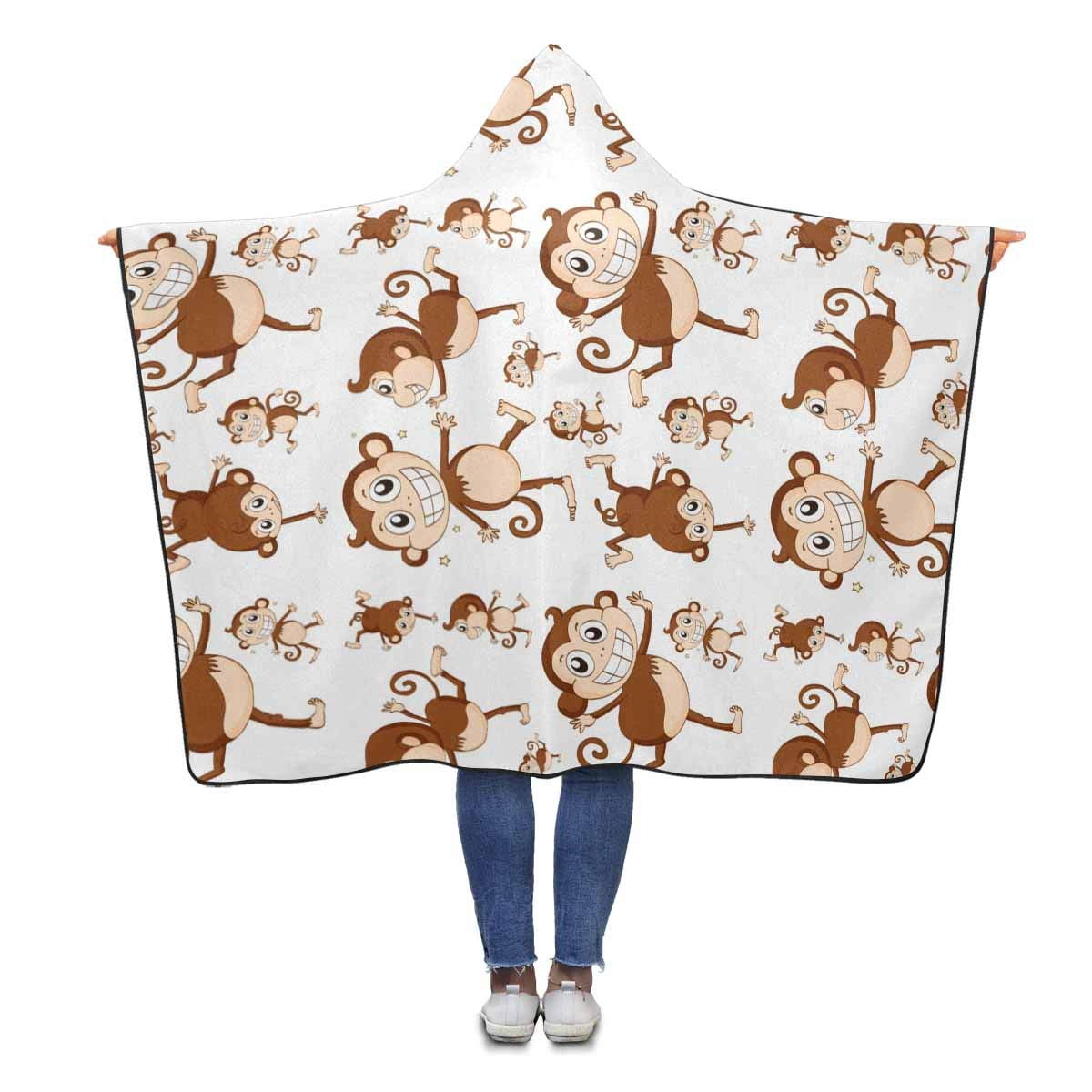 ASHLEIGH Cute Monkeys Hooded Throw Blanket 56x80 inches Adults Girls