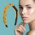 thumbnail image 2 of Unique Bargains 1 Pc Grace Floral Pattern Wide Cross Knot Headbands for Women Yellow, 2 of 6