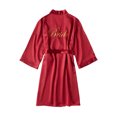 thumbnail image 4 of Women's Kimono Robes Short Satin Pure Color Bridal Party Robe with Oblique V-Neck, White XXL, 4 of 6