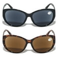 thumbnail image 2 of V.W.E. 2 Pairs Women Outdoor Reading Sunglasses Reader Glasses Cateye Vintage Jackie O Black Brown +1.25, 2 of 4