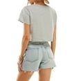 thumbnail image 4 of Women's Boxy Crop Top Round Neck Short Sleeve Casual 100% Cotton Cropped Tee T-Shirt, Light Heather Gray, 2XL, 4 of 8