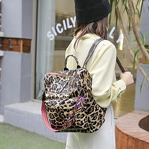 Leopard Brown Women Backpack Purse Fashion Travel Bag Multipurpose Designer Handbag Ladies Satchel PU Leather Shoulder Bags 