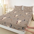thumbnail image 3 of Castle Fairy Bull Skull Full Size Sheets 4-Piece for Teens,Exotic Style Breathable Bed Sheets,Western Theme Lightweight Sheet Sets,Breathable Home Decor, 3 of 7