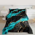 thumbnail image 2 of Homewish Adult Fashion Marble Queen Comforter Set, Black Cyan Abstract Ombre Bedding Sets, Modern Artwork Reversible Bedding Comforter Set, Luxury Bedroom Decor, 3pcs, 2 of 8