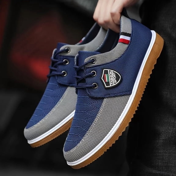 Men's solid belt casual sports shoes- lightweight breathable fabric upper and PU sole, low-top round toes, suitable for training in all seasons, outdoor and daily wear- Navy , daily wear shoes/sports