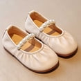 thumbnail image 4 of Toddler Cute Flats Pearls Decor Soft Sole Round Toe Flat Dress Shoes Girls Fashion Comfy Footwear for Daily Casual Wear Beige 2 Big Kids, 4 of 6