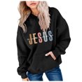 thumbnail image 4 of JUMEYU Girls Long Sleeve Hooded Shirt Girls Hoodie Shirts Casual Long Sleeve Hooded Pullover Tops Loose Kids Clothes 4T 5T (Black,4-5 Years), 4 of 6