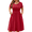 Wine-Red, variant on WellSize Summer Plus Size Dresses for Women Short Sleeve A-Line Midi Dresses Casual Floral Print Beach Dress with Pockets