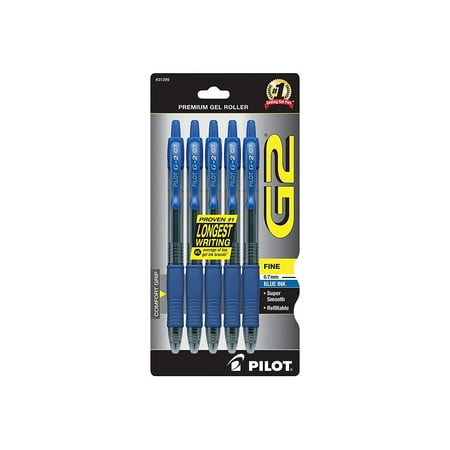 Pilot G2 Retractable Gel Pens Fine Point Blue Ink 5 Pack (31299) 755960