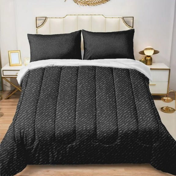 Quilted Comforter Duvet, All Season Duvet, Soft Bedding 3 Set, 1 Duvet Comforter & 2 Pillow Case, black denim pattern texture, Twin