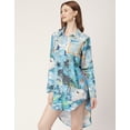 thumbnail image 3 of Moomaya Printed Long Collared Shirt Dress, Button Down High-Low Hem Shirt Dress, 3 of 8