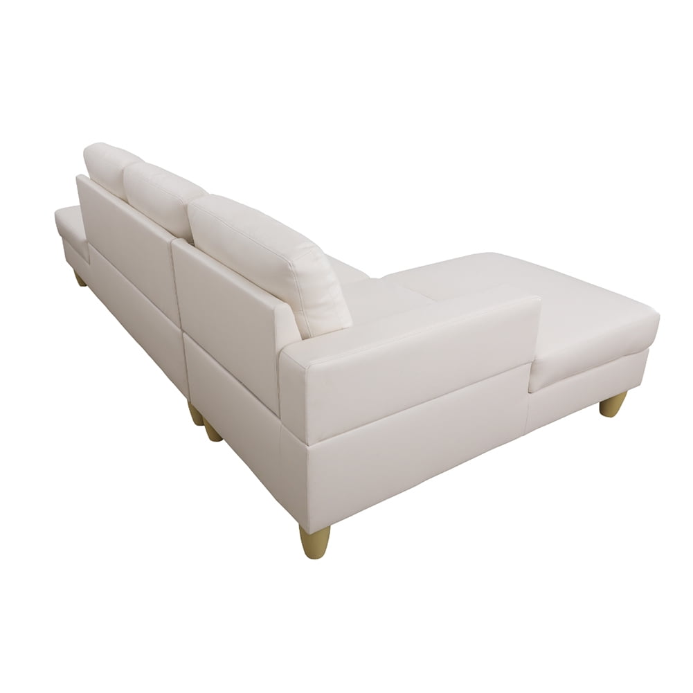 Kadyn L Shaped Sofa Couch Set for Living Room, White Faux Leather Sectional Sofa-Right Kadyn L Shaped Sofa Couch Set for Living Room, White Faux Leather Sectional Sofa-Right