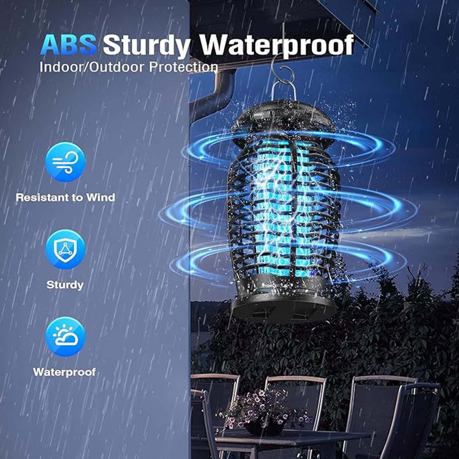 4200V Powerful Grid Electric Bug Zapper with Switch, 15W Extra Brightness Waterproof Trap