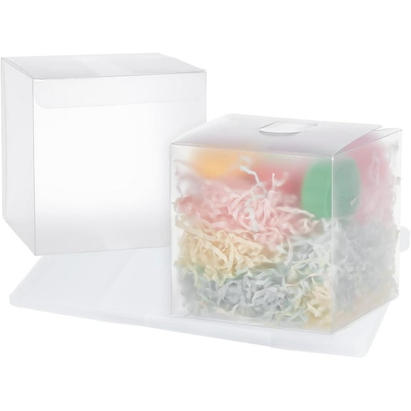 12pcs Clear Gift Box Frosted Transparent Cube Boxes 4x4x4 Inch Plastic Box with Lids Clear Favor Boxes for Wedding Party and Baby Shower Favors Christmas