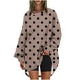 thumbnail image 2 of CLOISE Sweatshirts for Women Polka Dots Pullover Sweatshirts Crew Neck Long Sleeve Hoodies Shirts Brown Drop Shoulder Tops Fall Cute Preppy Clothes L, 2 of 5