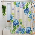 thumbnail image 3 of Blue Hydrangea Small Stall Shower Curtain, Waterproof Shower Curtains for Bathroom, Linen Texture Butterfly Spring Floral Washable Fabric Bath Curtain for Bathtub Decoration with Hooks 36x72 Inches, 3 of 9
