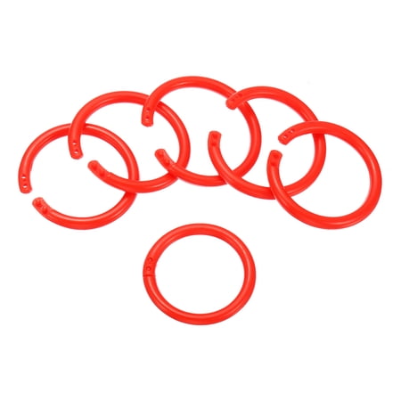 Uxcell 1.6" OD 1.3" ID Loose Leaf Rings Binder Ring Plastic O Rings for Book Scrapbook, Red 25 Pack
