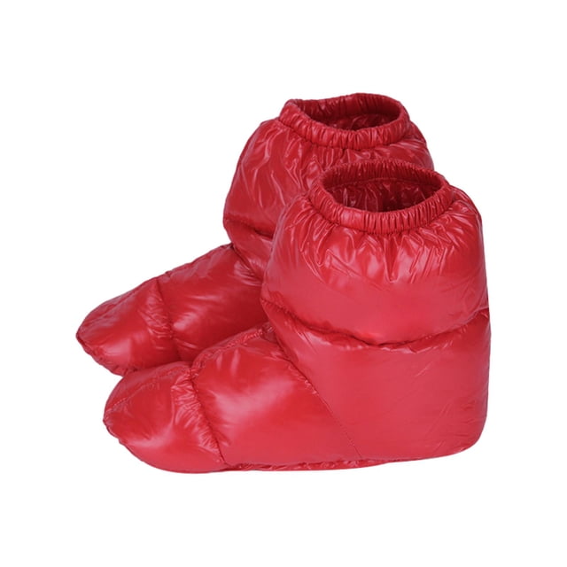 1 par de zapatillas de invierno, botines, botas de nieve suaves y resistentes al viento, cubrepiés. Rojo