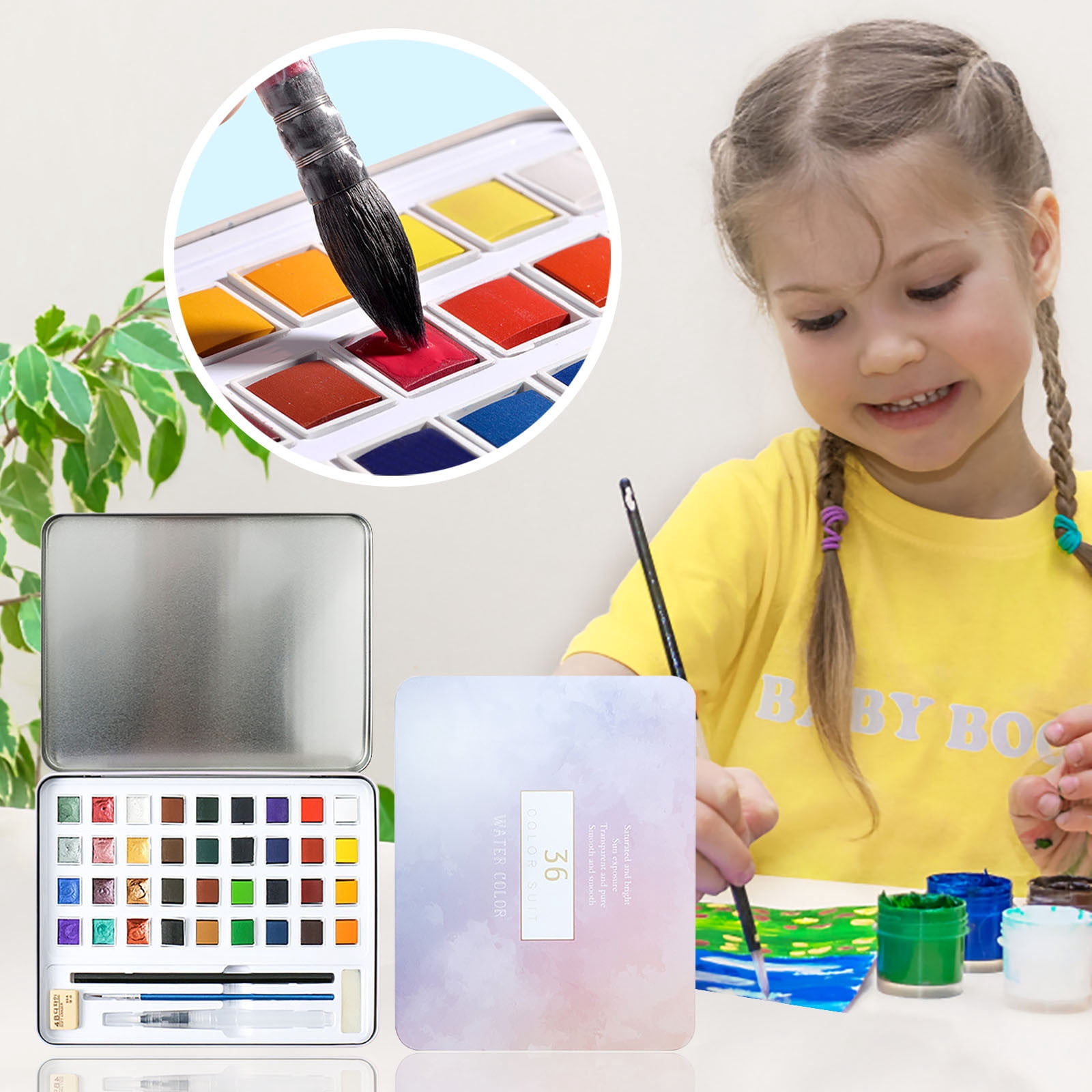 Wovilon Office Supplies Office Products Office Decor Watercolor Set Solid Watercolor Paint Set Pearlescent Watercolor Nail Art Watercolor Painting