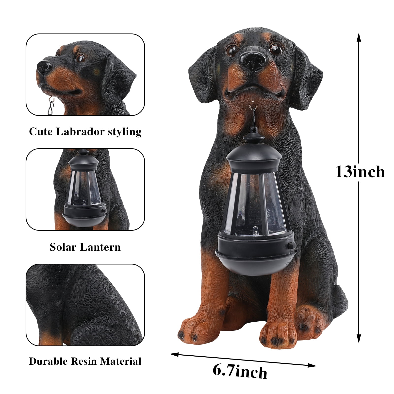 Solar LED Dog Statue - 13" Puppy Figurine Garden Decor with Lights, Garden Statue Outdoor Decoration for Patio, Lawn, Yard