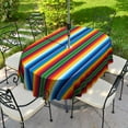 thumbnail image 3 of Mexican Strips Outdoor Tablecloth with Umbrella Hole for Oval Table, Waterproof Strip Patio Table Cloth with Zipper - 52 x 70 inches, 3 of 7