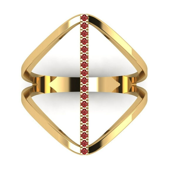 Statement Engagement Ring for Women - 0.09ct Natural Garnet in 14K Yellow Gold Promise Ring