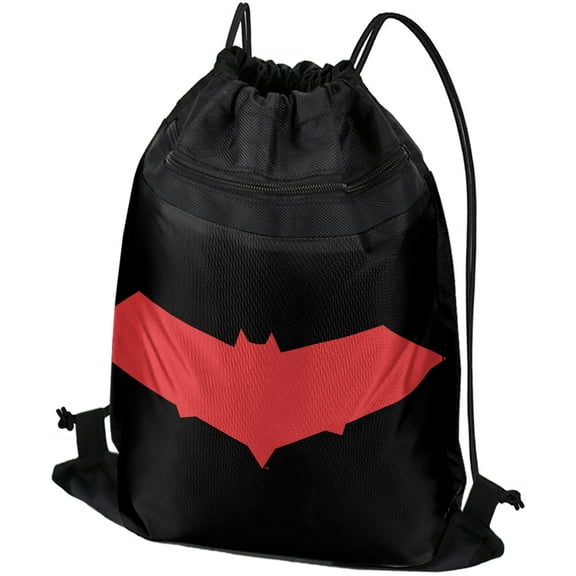 Batman Red Hood Drawstring Backpack Sports Bag Sackpack 17" x 13", Perfect for Gym, Yoga or Practice