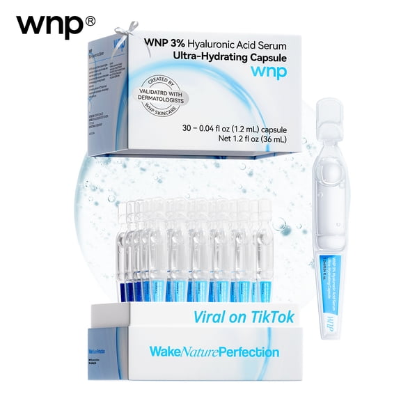 WNP Hydrating Face Serum with 3 Percent Hyaluronic Acid, Hyaluronic Acid Tubes, 0.04 fl oz Vials, 30 Count