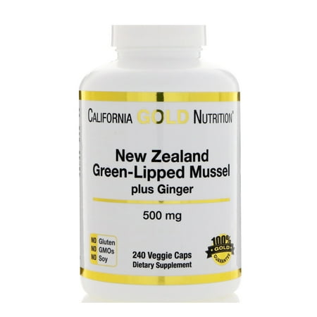California Gold Nutrition  New Zealand  Green-Lipped Mussel Plus Ginger  Joint Health Formula  500 mg  240 Veggie