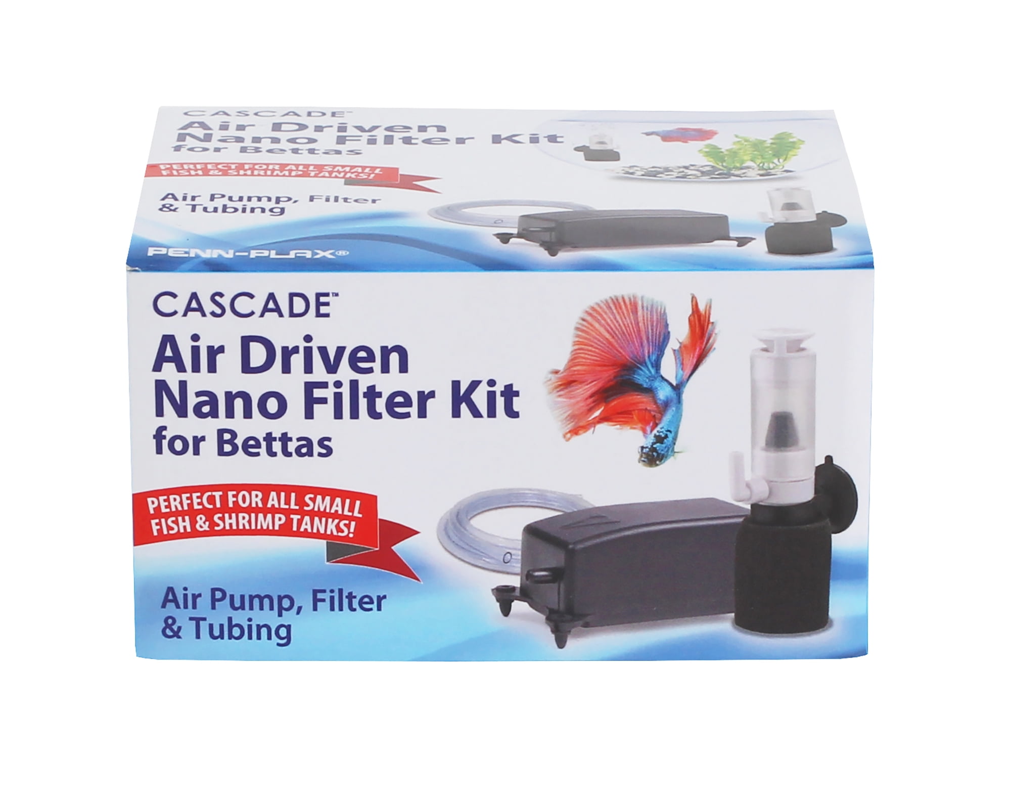 (2 pack) Penn-Plax Cascade Nano Aquarium Filter & Air Pump Kit for Bettas – Filtration Perfect For Small Fish