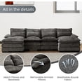 thumbnail image 3 of BISHE U-Shaped Sectional Cloud Sofa, 110" Chenille Modular Couch with Double Chaise, 4-Seater Comfy Sleeper Sofa for Living Room, Modern Oversized Upholstered Furniture, Grey, 3 of 6