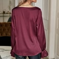 thumbnail image 6 of OKBOP Fall Womens Tops,Plus Size Casual Loose Solid Satin Pullover Collar T-Shirt Short Sleeve Blouses for Women Christmas Sweatshirts for Women, 6 of 7