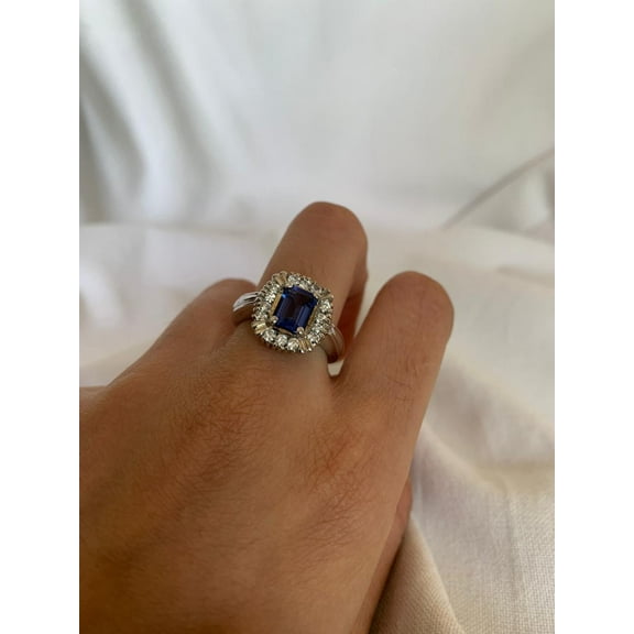 Carillon Tanzanite Ring, Gemstone Cluster 2.25 ct 925 Sterling Silver Ring for Women, Ring Size : 4