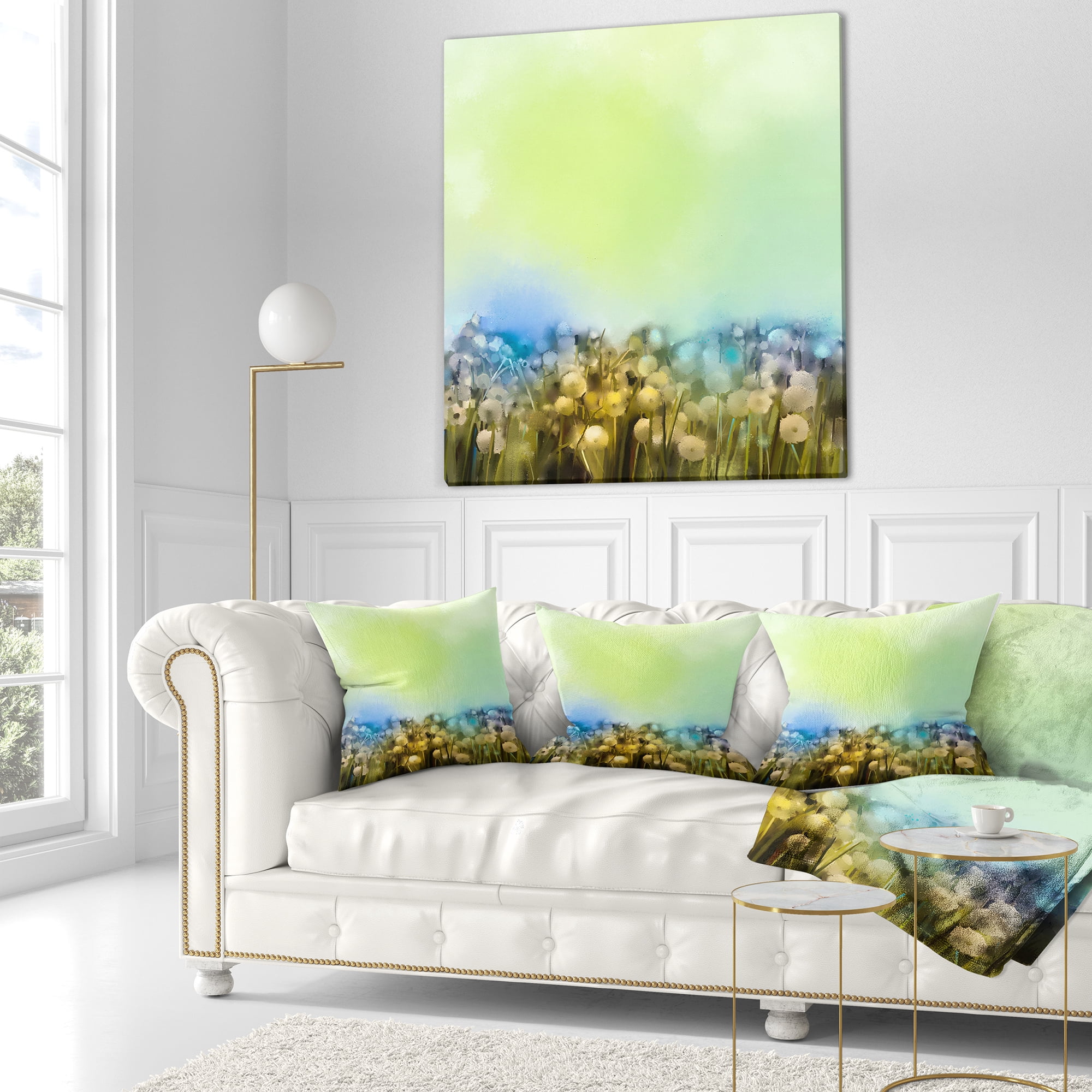 Designart White Flowers Garden in Soft Color - Floral Throw Pillow - 18x18