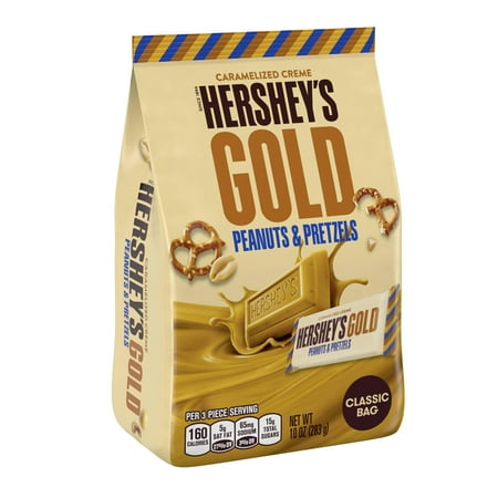 UPC 034000314058 product image for Hershey's Gold Miniatures Peanut & Pretzels Chocolate Candy Classic Bag, 10 Oz. | upcitemdb.com