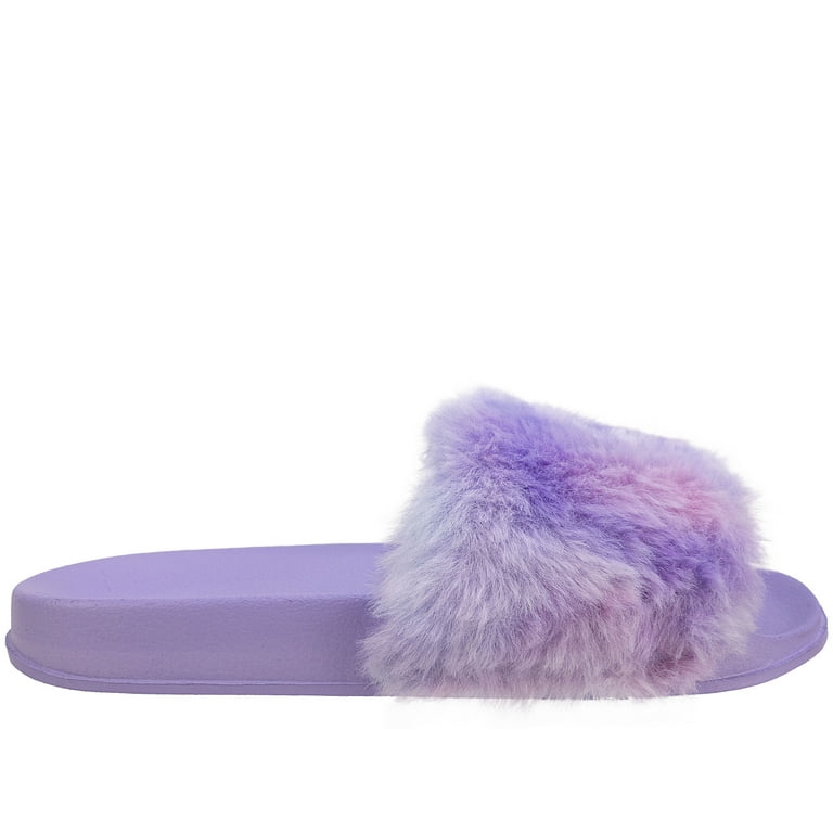 Purple store fur sandals