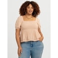 thumbnail image 6 of Jessica Simpson Women's and Women's Plus Waverly Cotton Smocked Blouse, Sizes XS-4X, 6 of 6