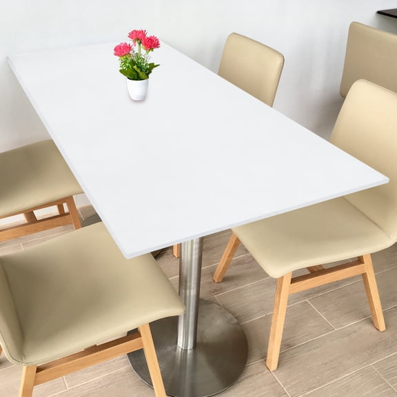Fitted Tablecloth Fit 5ft Rectangle Table, Polyester Washable Spandex Stretch Table Cover with Elastic Edge for Picnic Camping Patio Outdoor (60"x30", White)