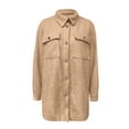 thumbnail image 6 of XFLWAM Womens Fall Winter Shacket Sherpa Fleece Jacket Button Down Shirt Jacket Long Sleeve Shacket with Pockets Lapel Coat Khaki S, 6 of 8