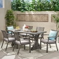 thumbnail image 2 of Garret Outdoor Outdoor Aluminum 7 Piece Dining Set with Cushion, Dark Gray/Light Gray, 2 of 13
