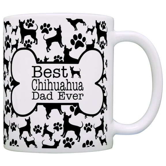 ThisWear Dog Owner Gifts Best Chihuahua Dad Ever Paw Pattern 11 ounce Coffee Mug Bone Pattern