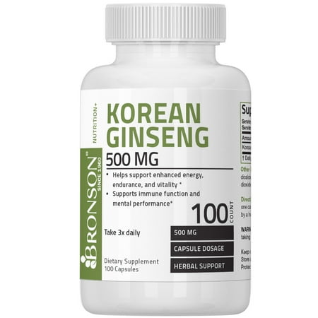 Korean Ginseng Royal Jelly - Bronson Korean Ginseng 500 mg, 100 Capsules
