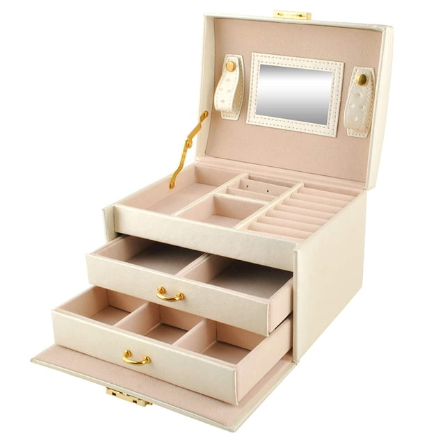 Lockable Jewelry Box, Jewelry Organizer with Mirror, Jewellery Storage Box