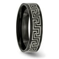 thumbnail image 4 of Titanium Brushed/Polished Black IP Laser Etched Greek Key 6mm Band, 4 of 6