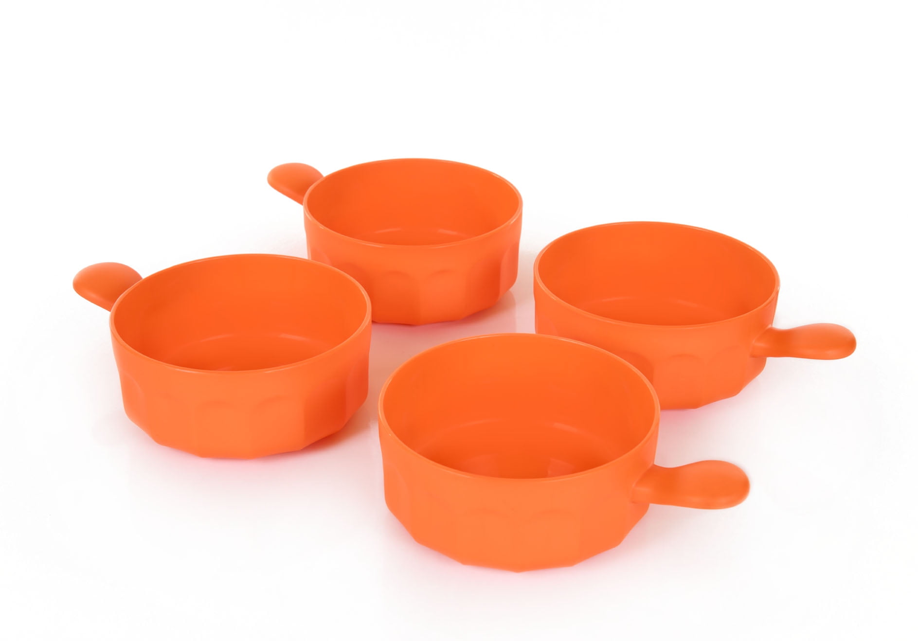 Mintra Home Plastic Bowls with Handles 2 Pack (Large, Orange)