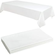 Prestee 4 White Premium Plastic Tablecloth - 108 X 54 | Disposable Tablecloths | Plastic Table Cover | Paper Tablecloths for BBQ, Party, Fine Dining, Wedding ,Outdoor