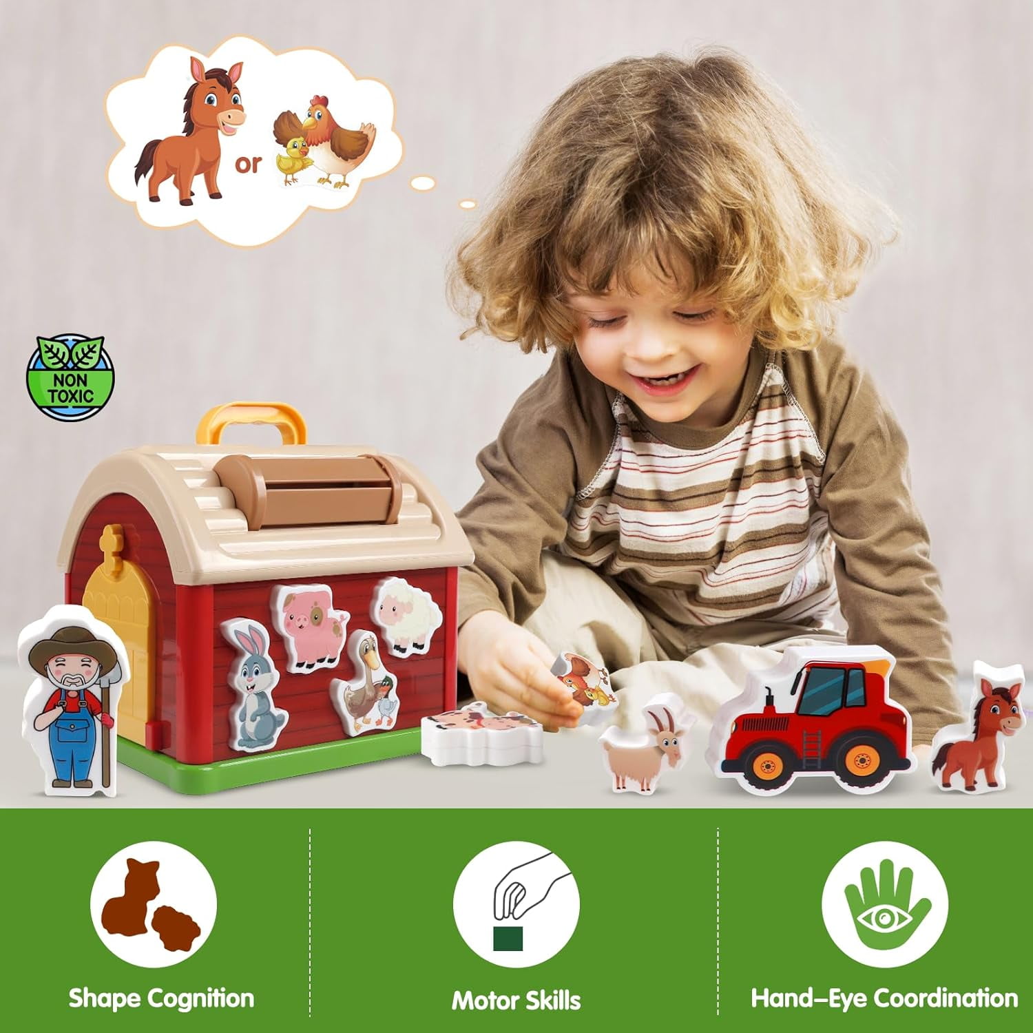 ANTIC DUCK Toddler Toys, Toys for 1  Year Old, Farm Animals Toys, Learning Montessori Toys, Christmas Birthday Gift for Baby Kids Toddlers Age 12- 24 Months